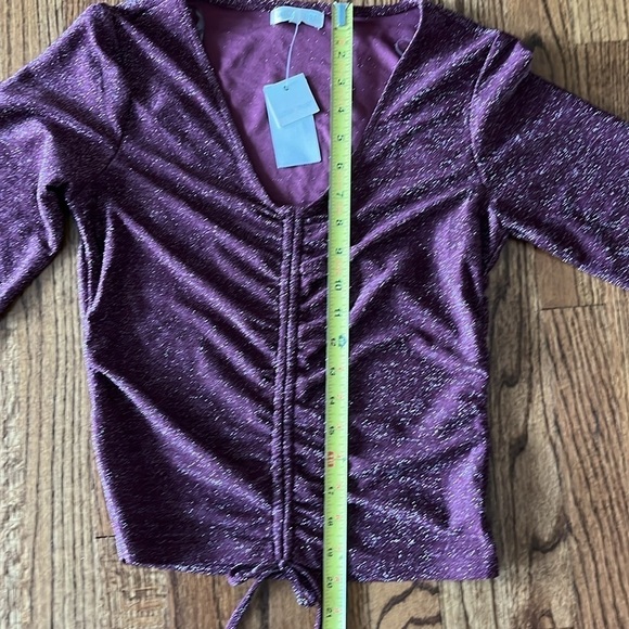 NEW Ultra Flirt Long Sleeve Top Burgundy with Sparkle Size M - Picture 4 of 10